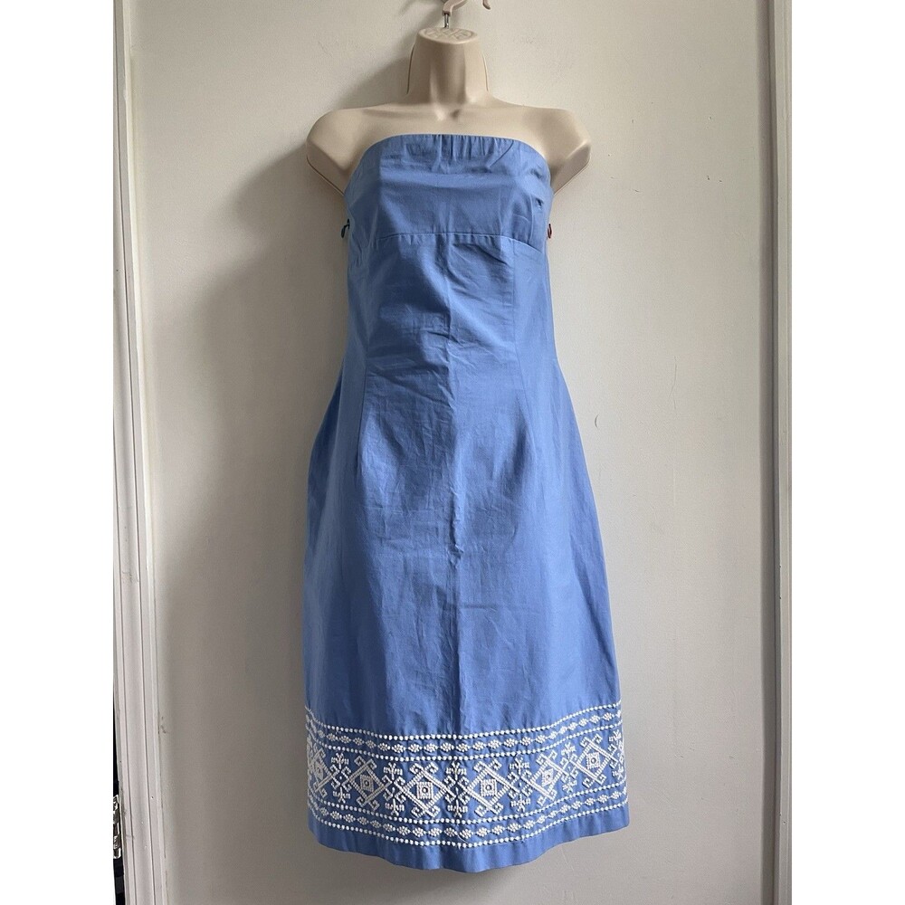 Ruth By Anthro Sleeveless Dress Sz 12 Embroidered Hem Vintage Coastal Preppy
